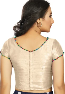 Solid Color Art Silk Blouse in Light Beige