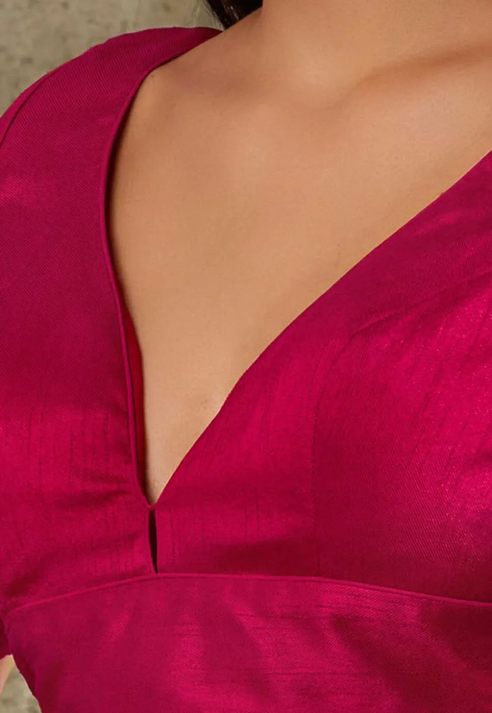 Solid Color Art Silk Blouse in Fuchsia