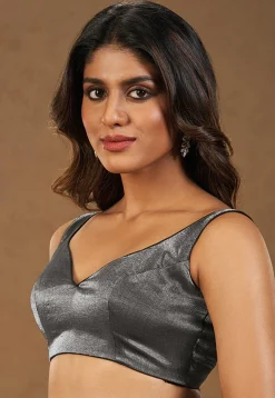 Solid Color Art Silk Blouse in Dark Grey