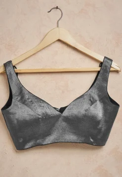 Solid Color Art Silk Blouse in Dark Grey