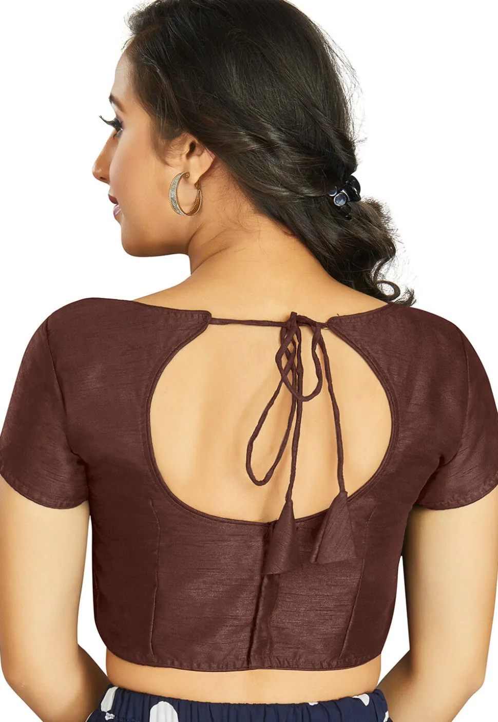 Solid Color Art Silk Blouse in Brown