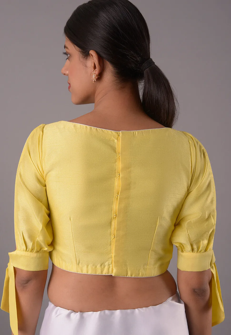 Solid Color Art Silk Blouse in Yellow