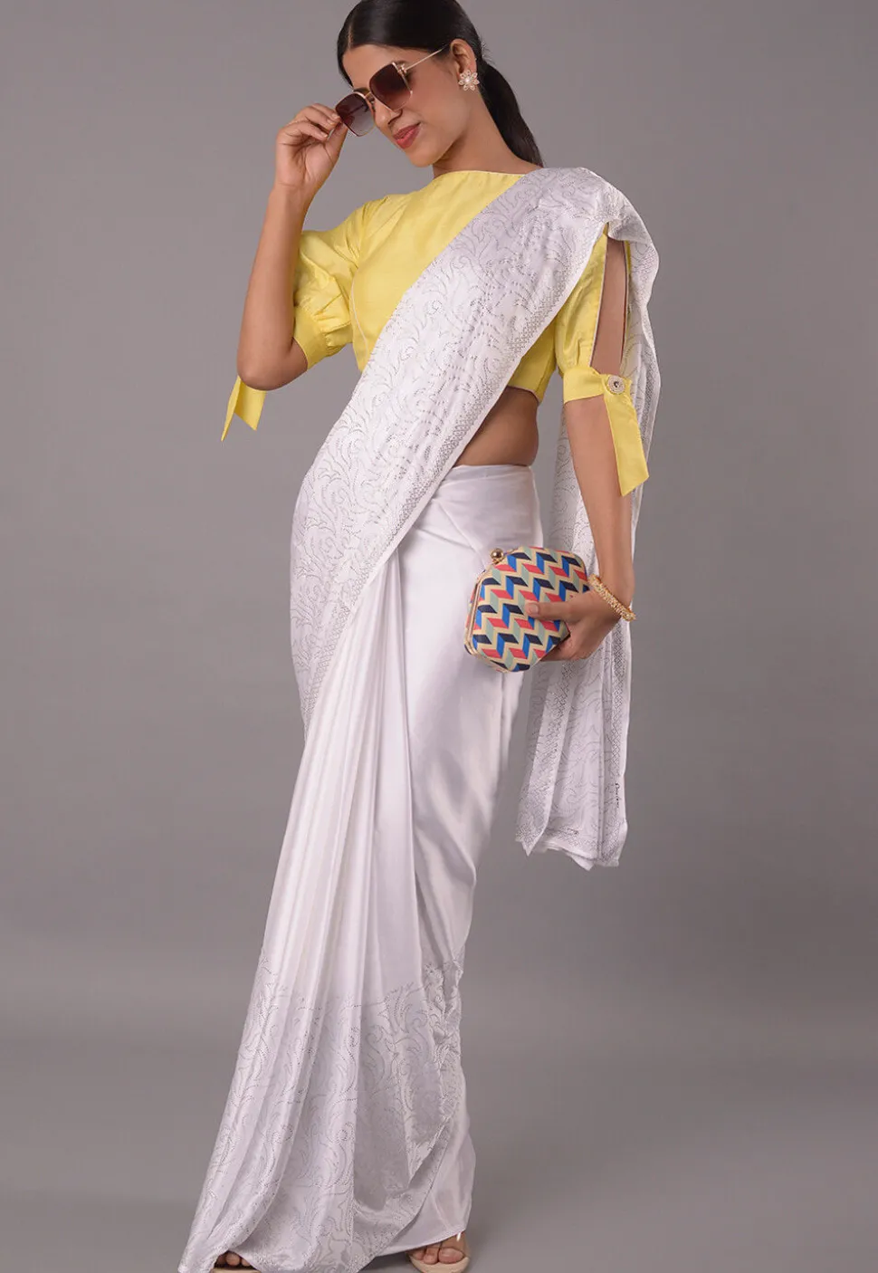 Solid Color Art Silk Blouse in Yellow