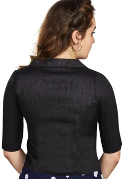 Solid Color Art Silk Blouse in Black