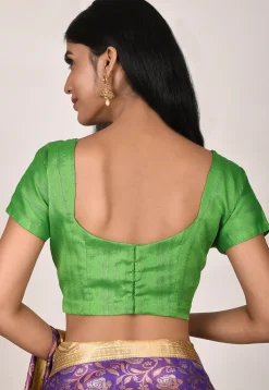 Solid Color Art Silk Blouse in Green