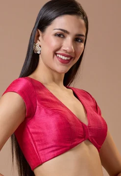 Solid Color Art Silk Blouse in Fuchsia
