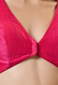 Solid Color Art Silk Blouse in Fuchsia