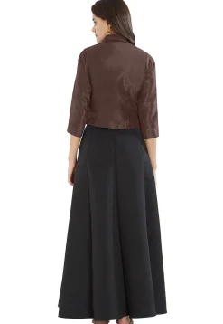 Solid Color Art Silk Blouse in Brown