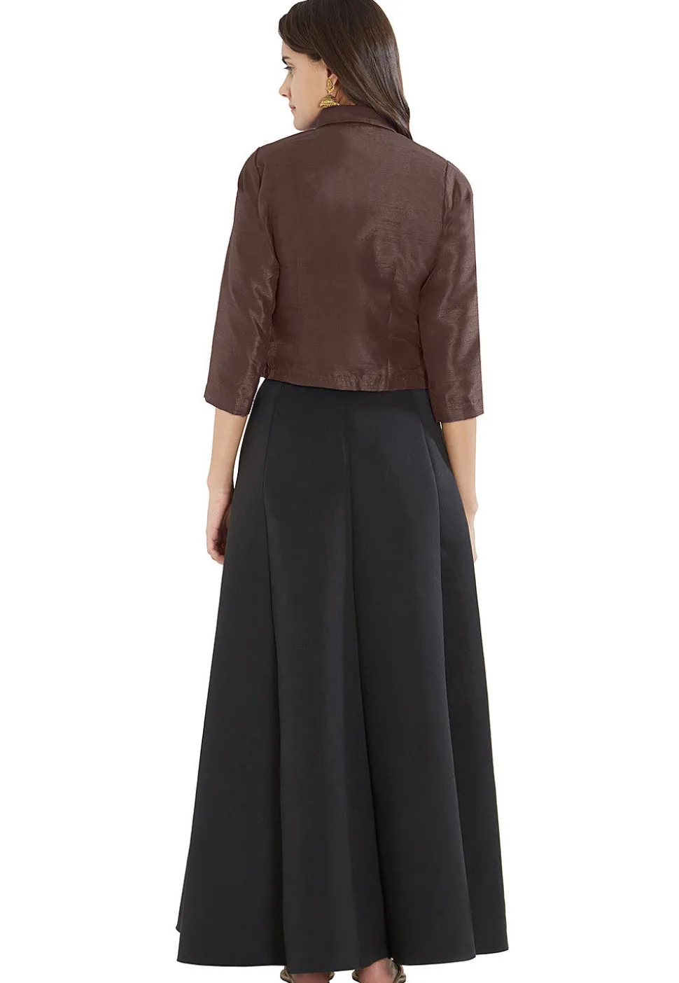 Solid Color Art Silk Blouse in Brown