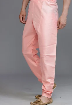 Solid Color Art Silk Churidar in Peach