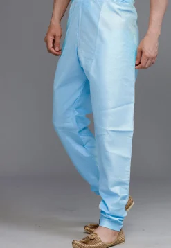 Solid Color Art Silk Churidar in Sky Blue
