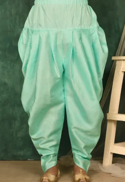 Solid Color Art Silk Dhoti Pant in Light Blue