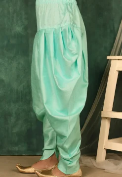 Solid Color Art Silk Dhoti Pant in Light Blue