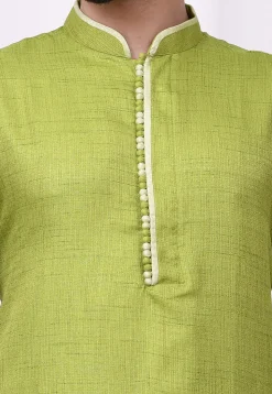 Solid Color Art Silk Dhoti Kurta in Light Green
