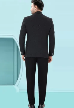 Solid Color Art Silk Jacquard Tuxedo in Black