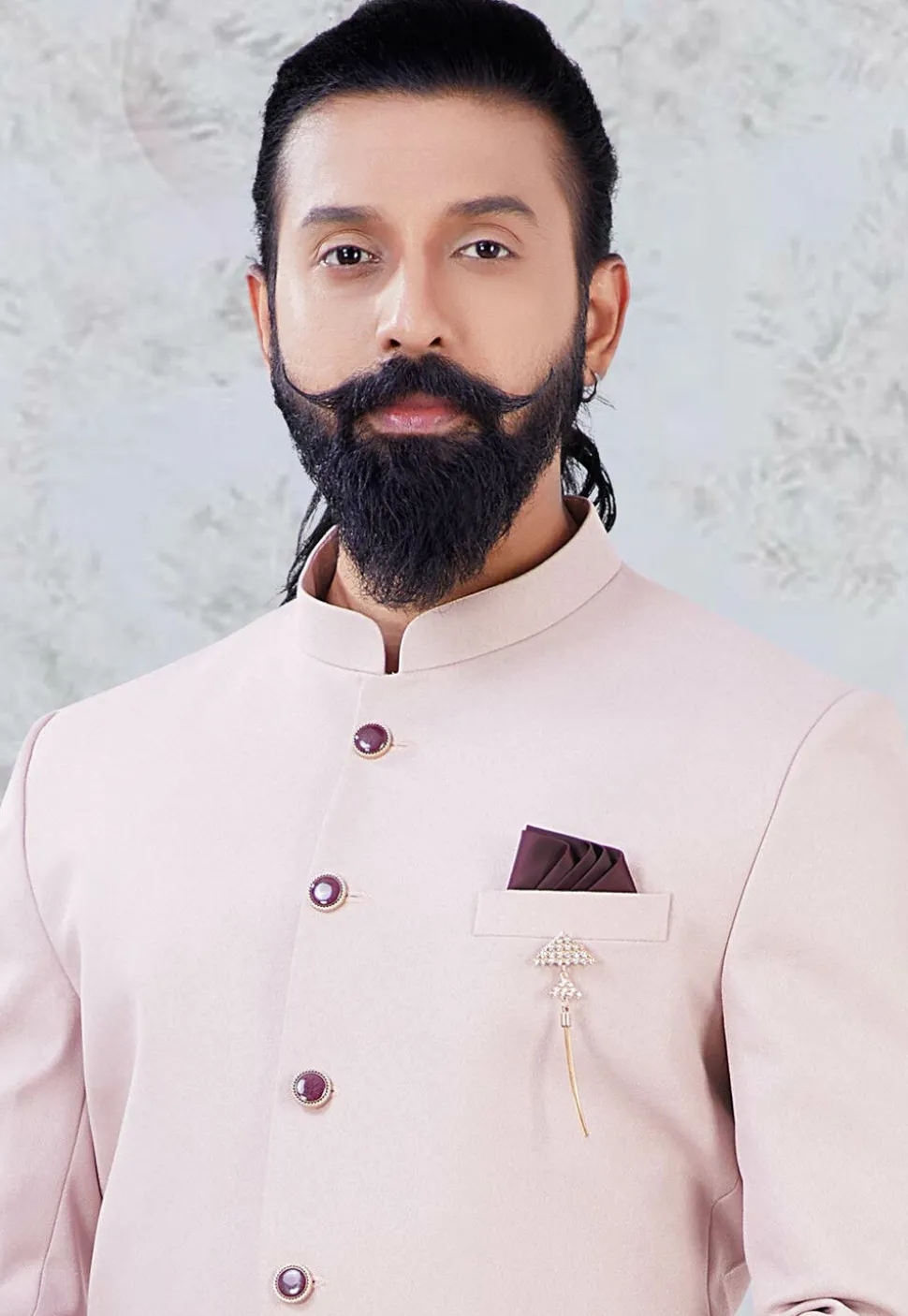 Solid Color Art Silk Jodhpuri Suit in Baby pink