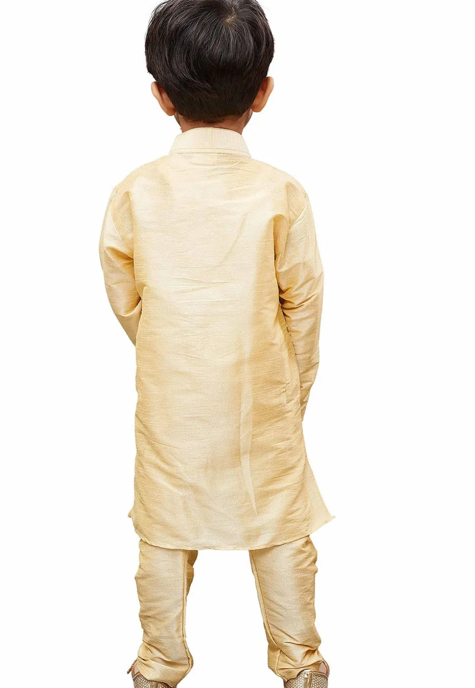 Solid Color Art Silk Kurta Set in Beige