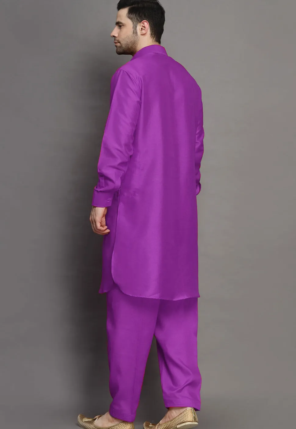 Solid Color Art Silk Paithani Suit in Violet