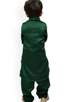 Solid Color Art Silk Paithani Suit in Dark Green
