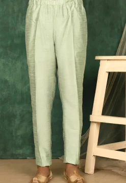 Solid Color Art Silk Pajama in Pastel Green