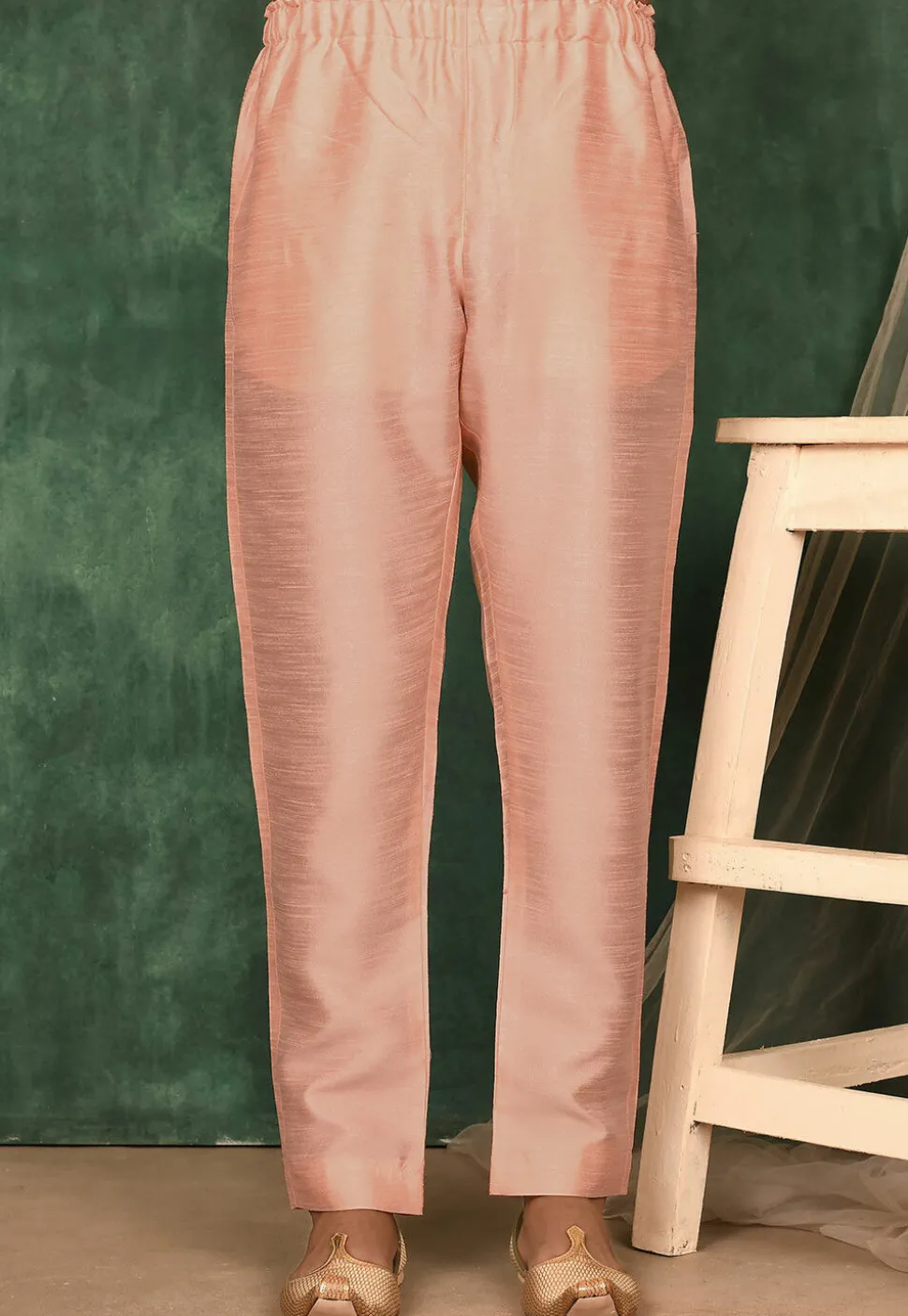 Solid Color Art Silk Pajama in Peach