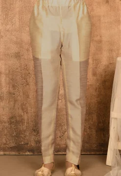 Solid Color Art Silk Pajama in Beige