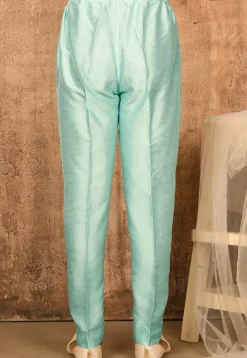 Solid Color Art Silk Pajama in Sky Blue