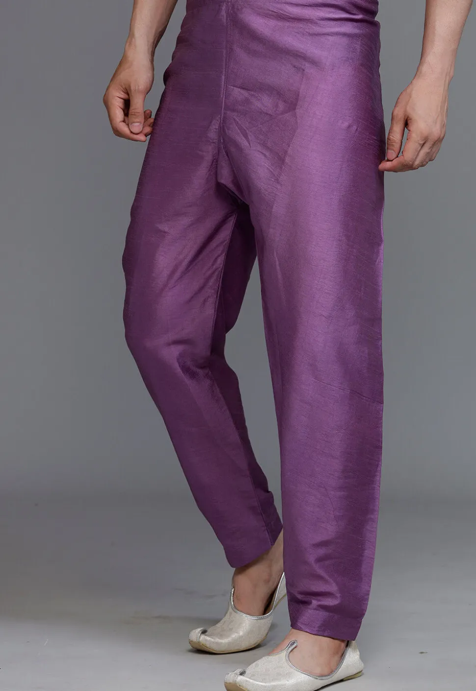 Solid Color Art Silk Pajama in Purple