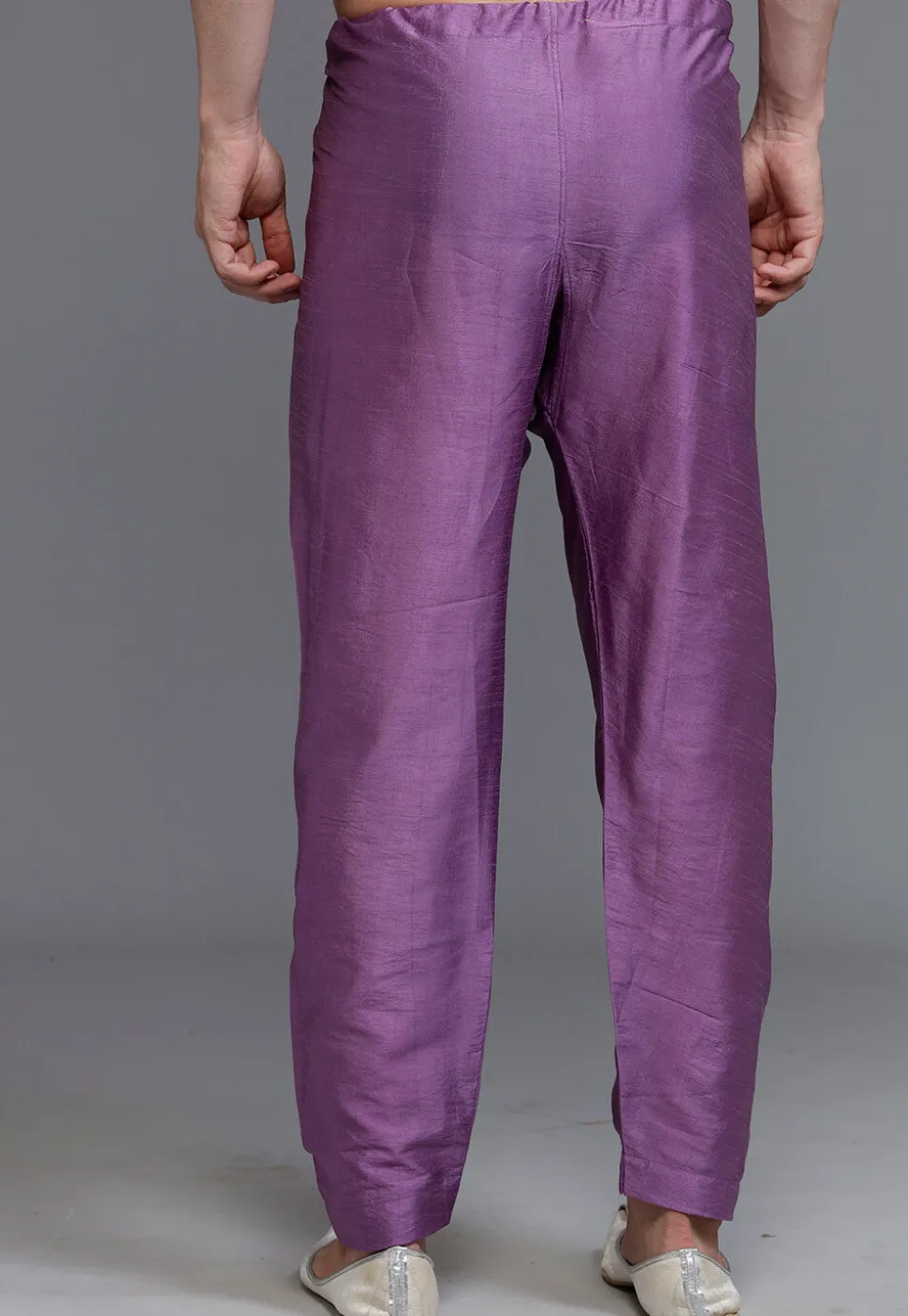 Solid Color Art Silk Pajama in Purple