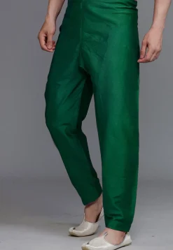 Solid Color Art Silk Pajama in Dark Green