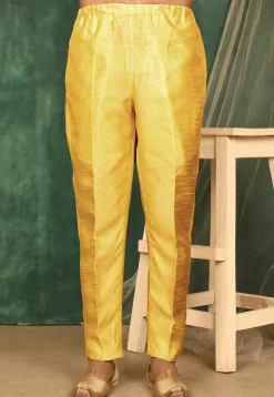 Solid Color Art Silk Pajama in Yellow