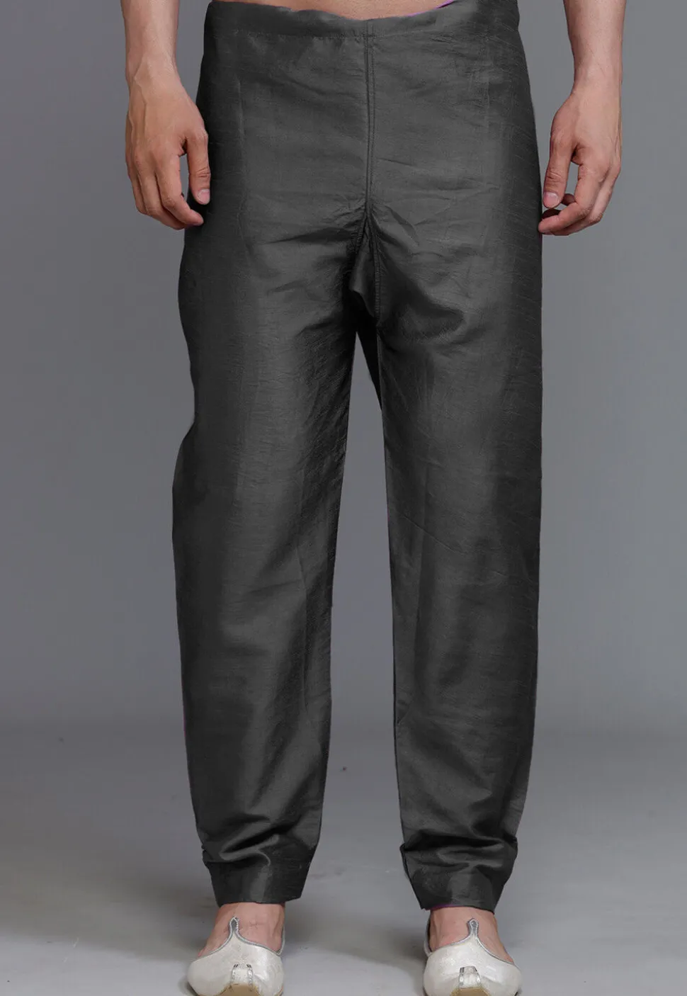 Solid Color Art Silk Pajama in Grey