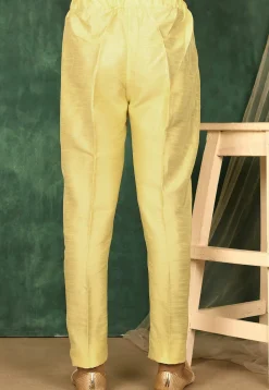 Solid Color Art Silk Pajama in Yellow