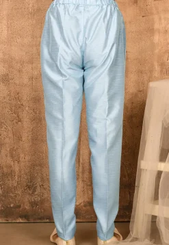 Solid Color Art Silk Pajama in Sky Blue