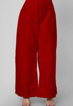 Solid Color Art Silk Palazzo in Red