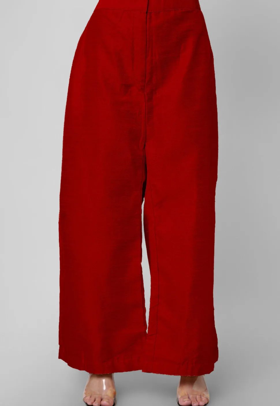 Solid Color Art Silk Palazzo in Red