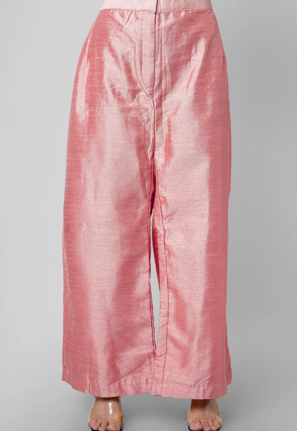 Solid Color Art Silk Palazzo in Baby Pink