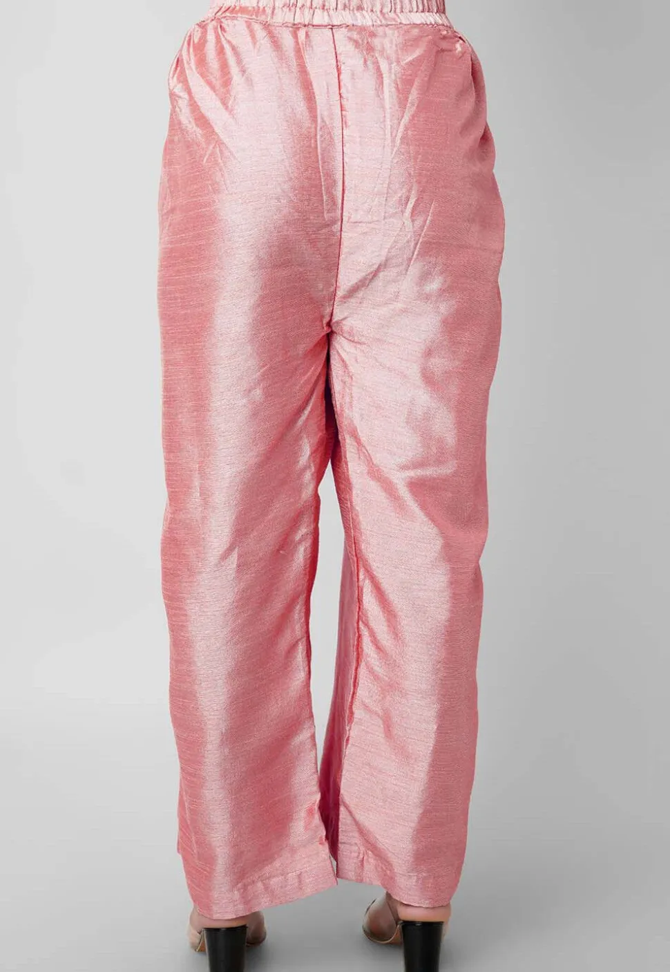 Solid Color Art Silk Palazzo in Baby Pink
