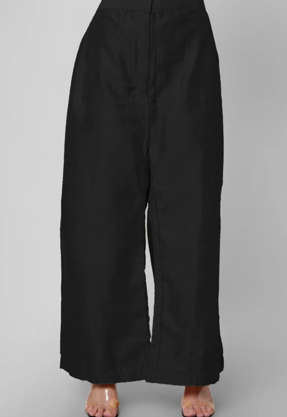 Solid Color Art Silk Palazzo in Black