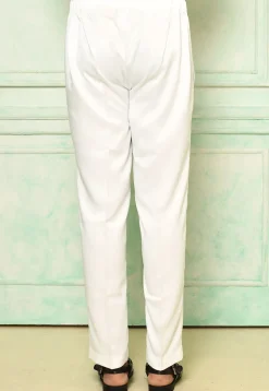 Solid Color Art Silk Pant in White