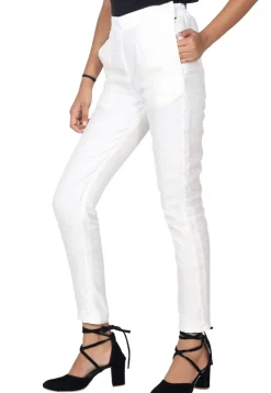 Solid Color Art Silk Pant in White