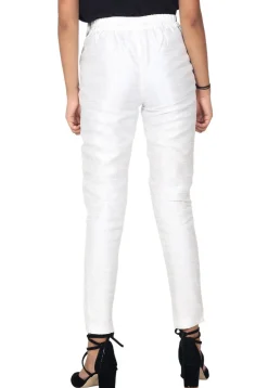 Solid Color Art Silk Pant in White