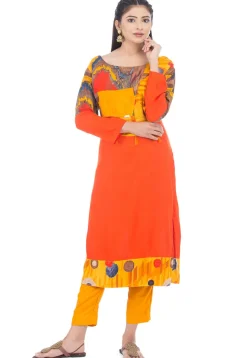 Solid Color Art Silk Pant in Mustard