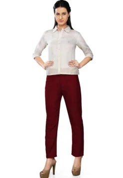 Solid Color Art Silk Pant in Wine