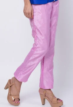 Solid Color Art Silk Pant in Pink