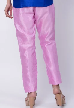 Solid Color Art Silk Pant in Pink