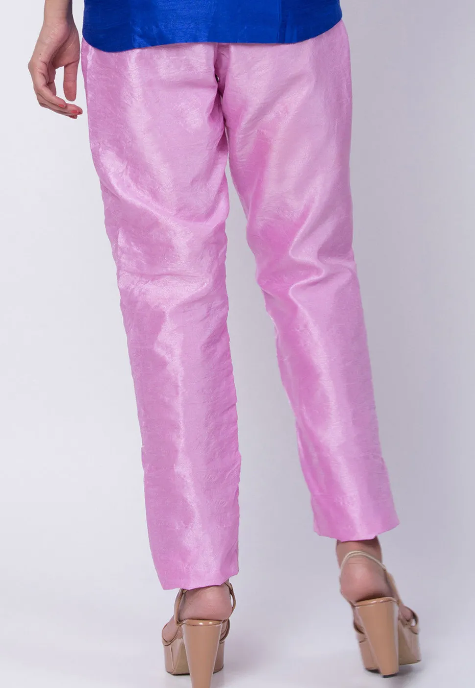 Solid Color Art Silk Pant in Pink