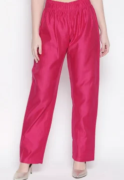 Solid Color Art Silk Pant in Fuchsia