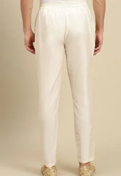 Solid Color Art Silk Pant in Cream