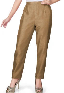 Solid Color Art Silk Pant in Dark Beige